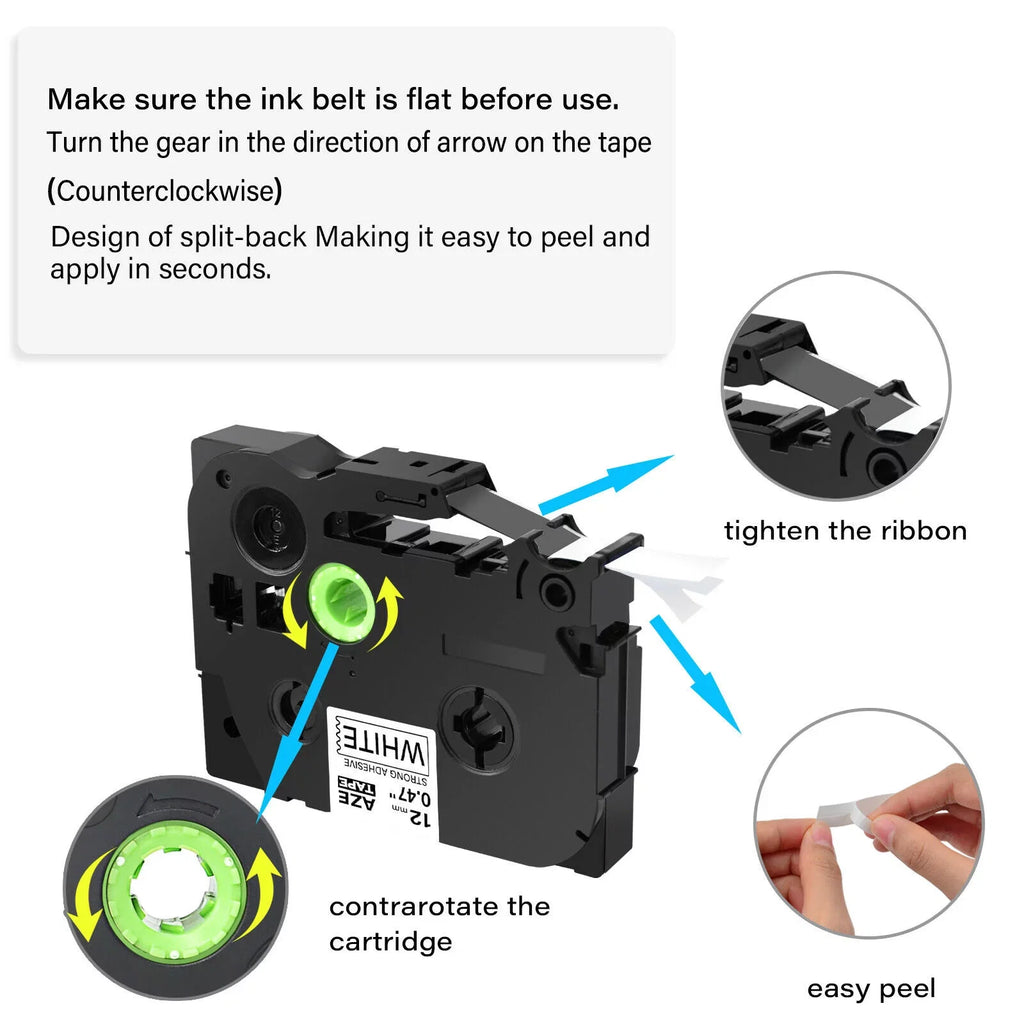 GREENCYCLE 40PK Compatible for Brother P-touch Ebony on White 12mm TZ TZe TZe-S231 TZ-S231 TZe-231 TZ-231 Extra Strength Laminated Label Tape