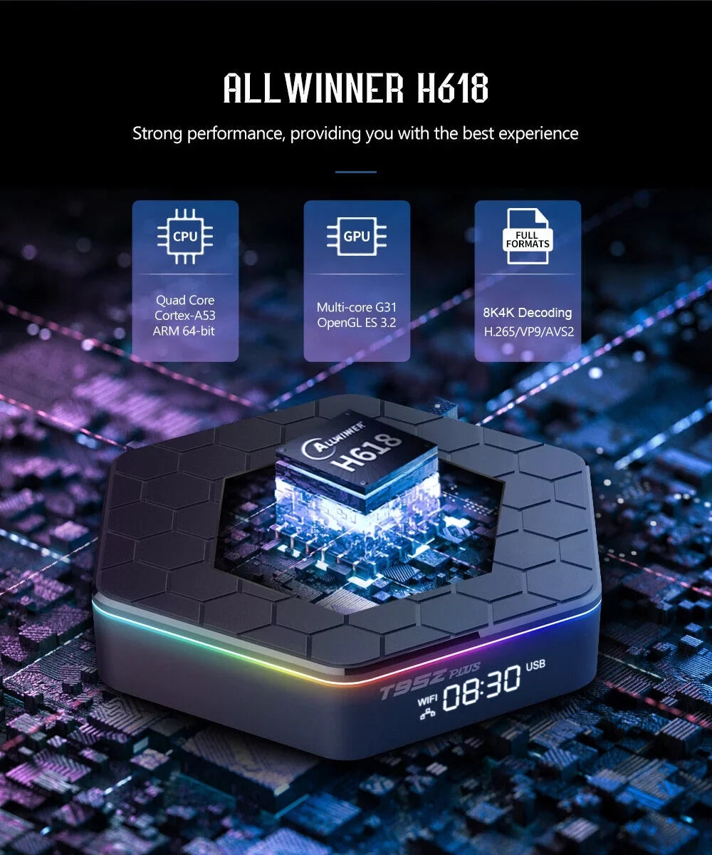 JahyShow Upgraded T95Z Plus TV Box - Smart Android 12.0, 6K HD Stream Player, 4+128G