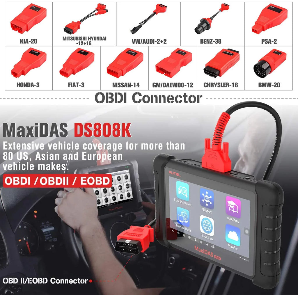Autel Scanner MaxiDAS DS808K Auto Diagnostic Scan Tool, ECU Coding,ABS Bleed, Oil Reset,Upgrade of DS708 MP808