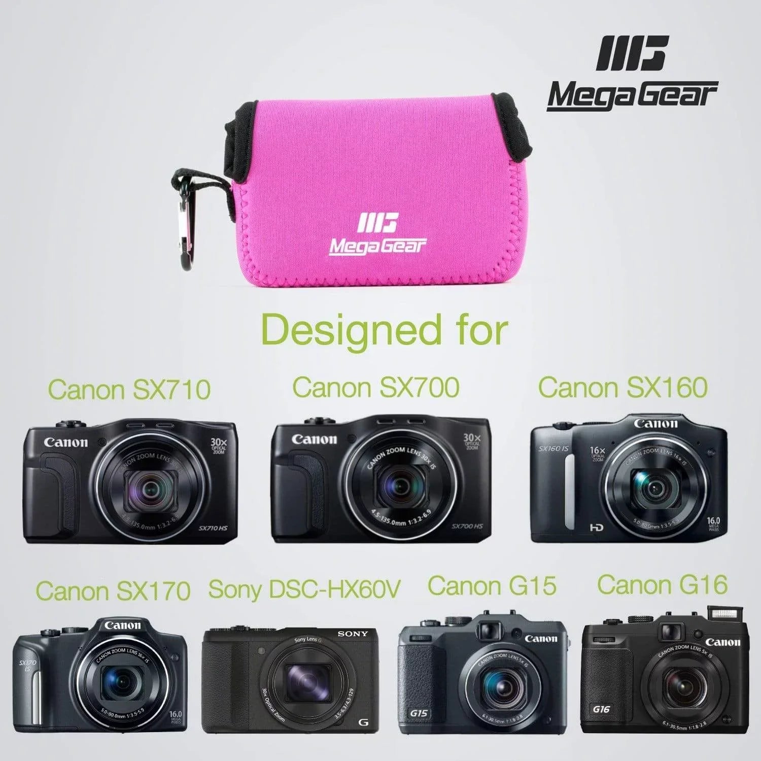 MegaGear Canon PowerShot SX720 HS, SX710 HS, Sony DSC-HX60V, DSC-HX50V, Canon SX700 HS, G16, SX170 IS, G15, SX160 IS Neoprene Camera Case