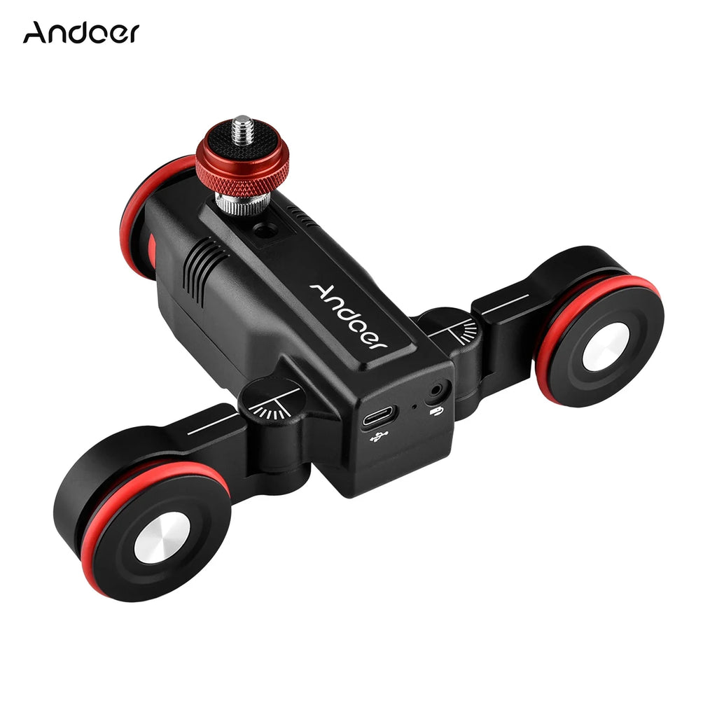 Andoer Video Dolly,3-wheels Motorized Slider Auto Dolly 3-wheels App Time-lapse Line Mobile App Time-lapse Dolly Car Mobile Video Auto Dolly Motorized Slider Dolly Wireless Car Mobile App L5i