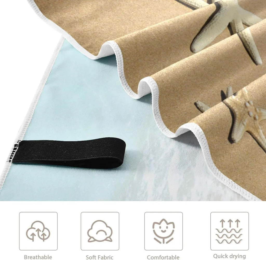 Bestwell Sea Beach Starfish Beach Towel Oversized Towel Blanket, Thin Lightweight Microfiber Sand Free Quick Dry Towel, 31”X71” Multipurpose Pool Bath Yoga Swim Shower Towel