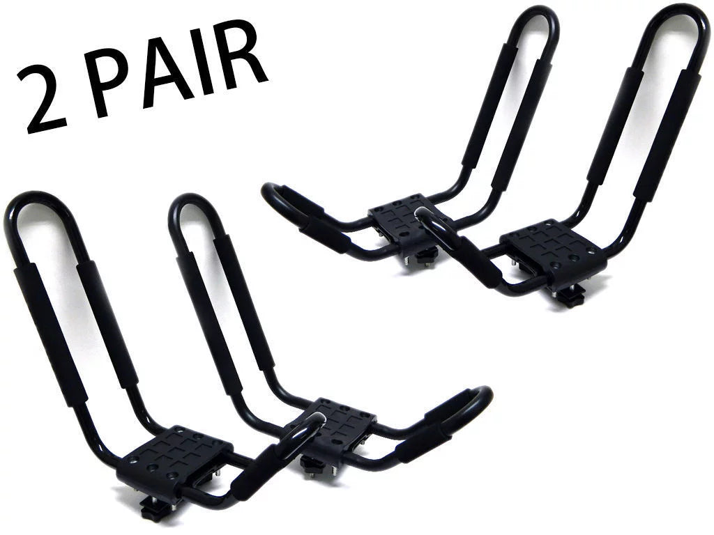 FDB J Cross Bar 2 Pairs = 4 PCS Universal Kayak Canoe Top Mount Carrier Roof Rack Boat SUV Truck Van Car with 4 pcs Tie Down Straps