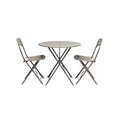 "Modern Metal Patio Table with Two Folding Chairs"