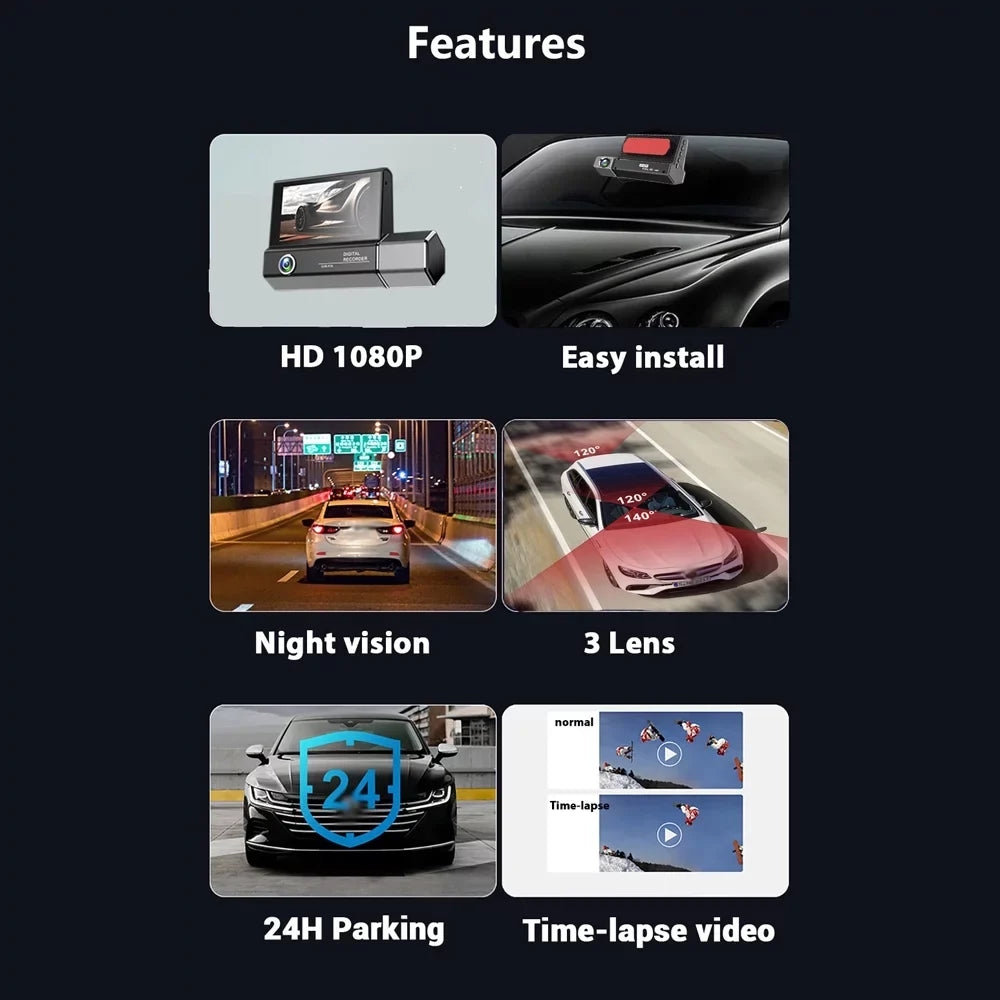 Dazzduo Dash Camera,4in Clear Car Car Video Car Camera Mirror Car Video Car Video 3 Cam 4in Cam 4in Clear Camera Auto Safety Rearview Mirror Car Car Camera Auto Video Car Camera Clear Car Rearview