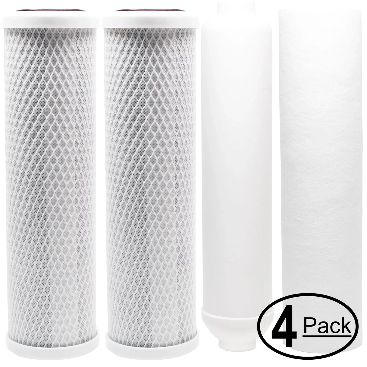 4-Pack Gentlemen for Filter Kit for APEC ROES-PH75 RO System - Includes Carbon Block Filters, PP People Filter & Inline Filter Cartridge - Denali Pure Brand