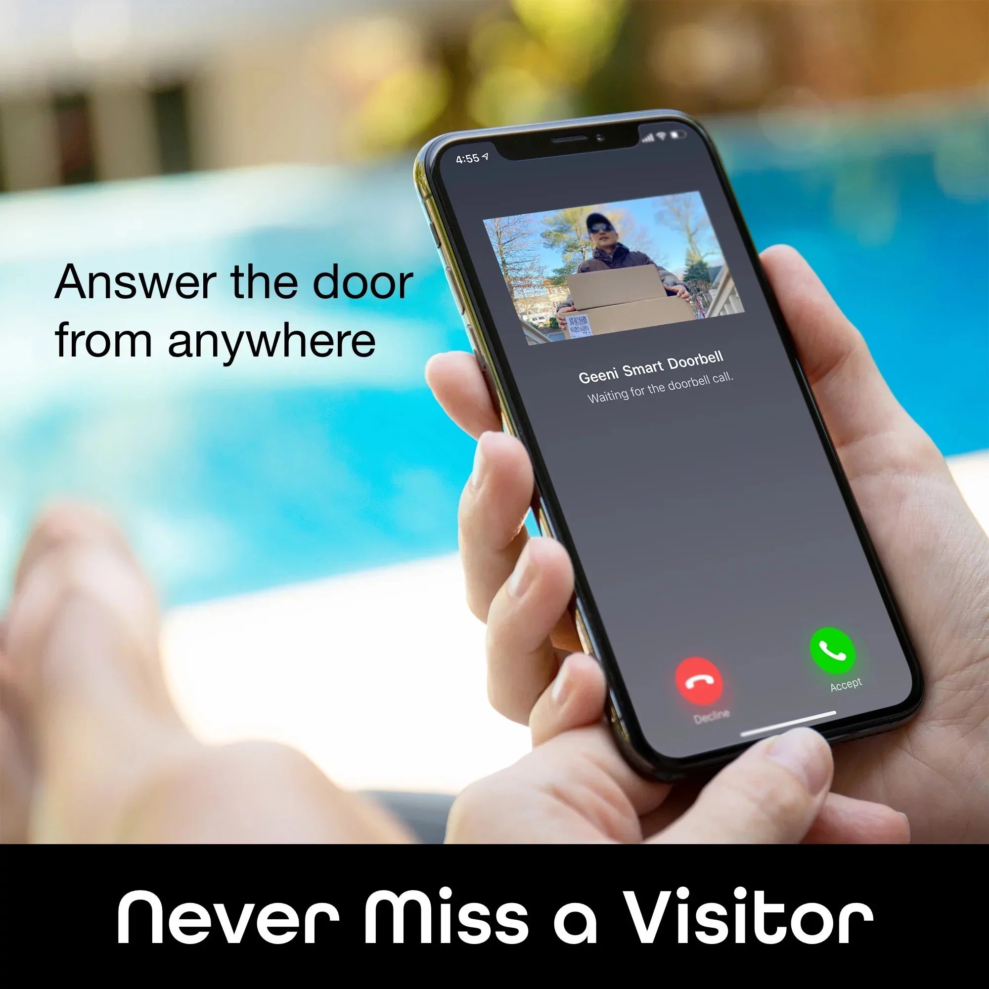 Geeni Video Doorbell Wired Wifi with 1080P Wide Angle, Motion Activated Alerts, 2-Way Audio, Night Vision, and Easy Installation Video Doorbells Camera for Home Security