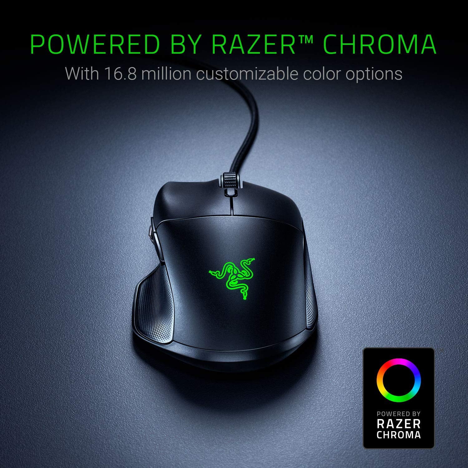 Razer Basilisk Essential Gaming Mouse - [6400 DPI Optical Sensor][Chroma RGB Lighting][7 Programmable Buttons][Mechanical Switches]