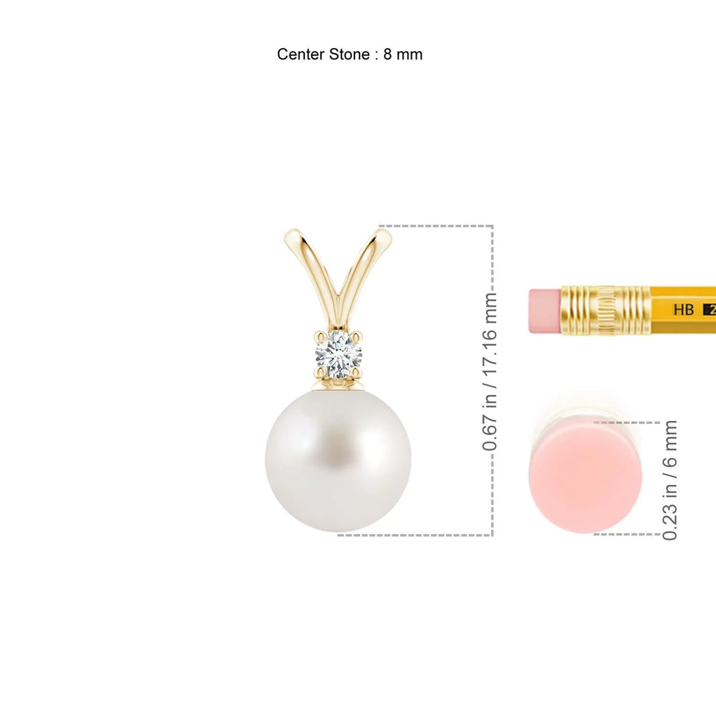 Angara South Sea Cultured Pearl V-Bale Termination Necklace for Individuals Girls in 14K Yellow Gold (Grade-AAA|Size-8mm) June Birthstone Jewelry Gifts for Her Birthday, Wedding, Gentlemen Valentines Day