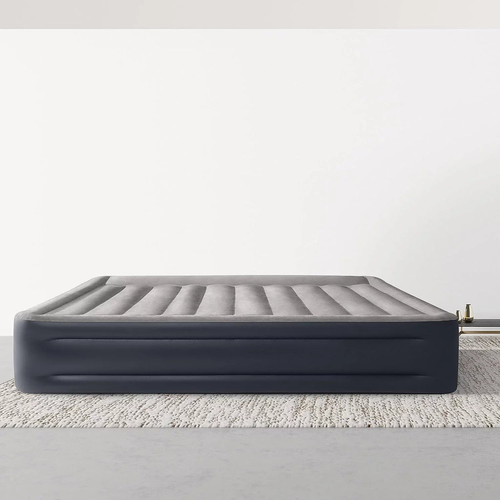 Deluxe Raised Pillow Inflatable Blow Up Portable Firm Air Mattress with Built-in Internal Air Pump, King-Sized Bed