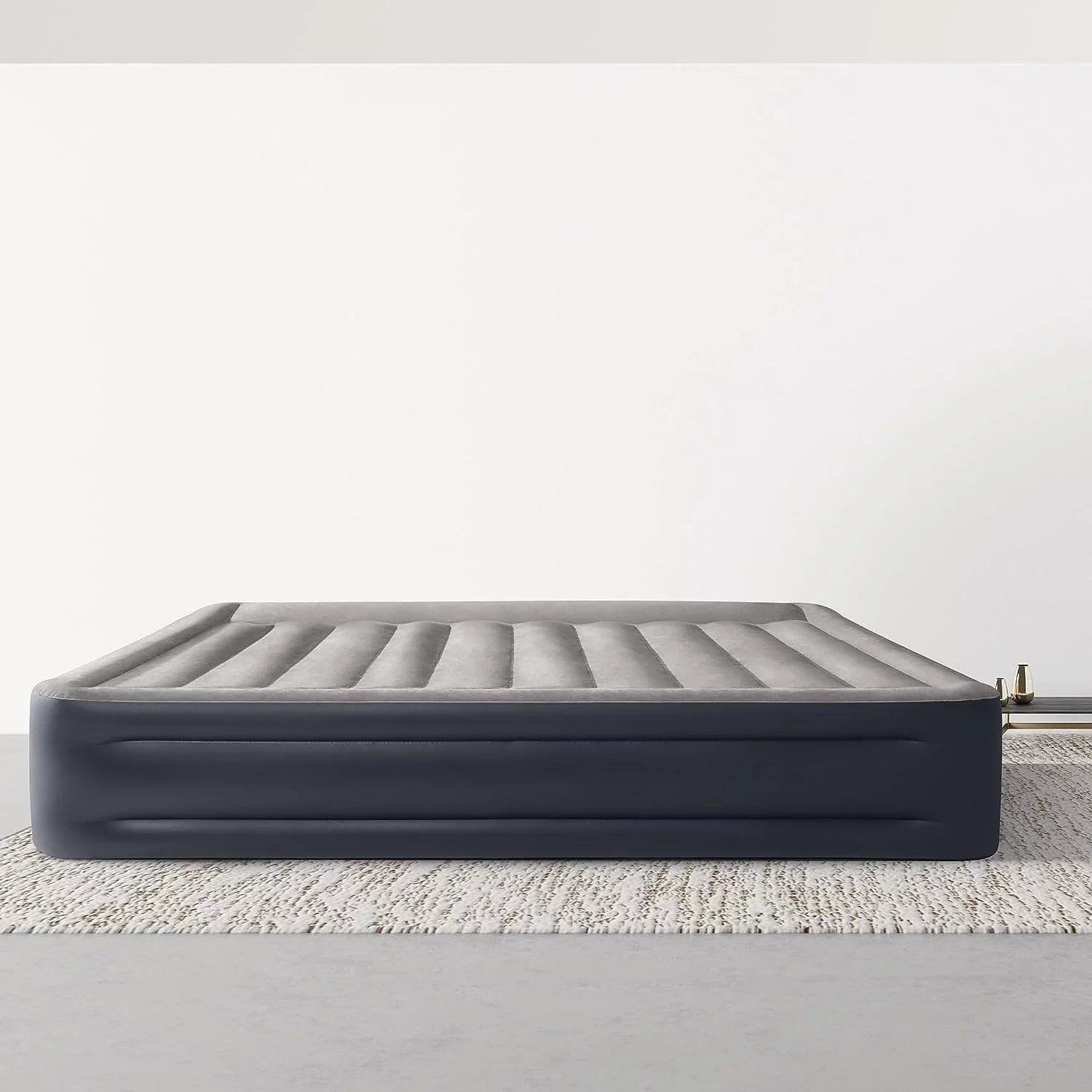Deluxe Raised Pillow Inflatable Blow Up Portable Firm Air Mattress with Built-in Internal Air Pump, King-Sized Bed