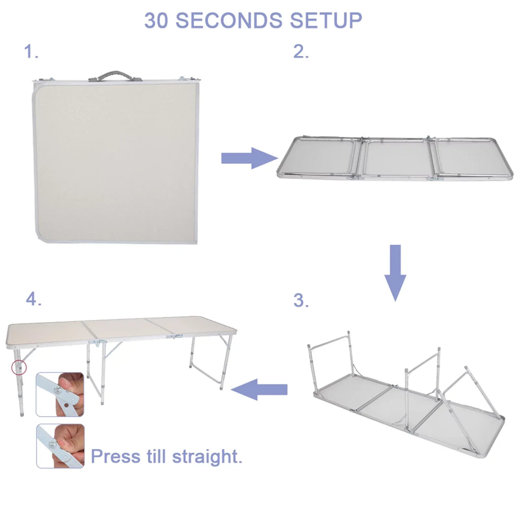 Folding Table, Aluminum Alloy Table for Indoor, Outdoor White