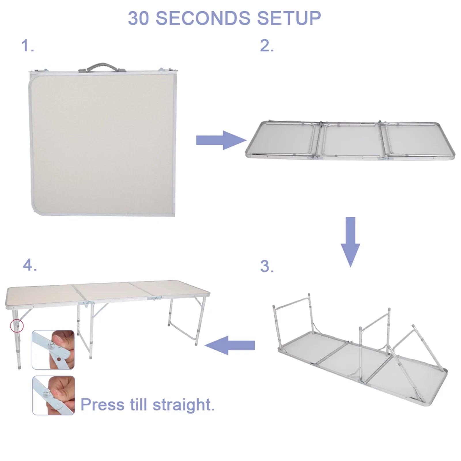 Folding Table, Aluminum Alloy Table for Indoor, Outdoor White