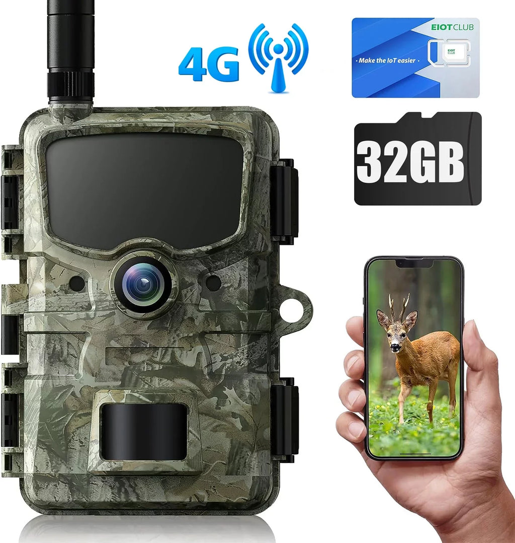 CAMPARK 4G LTE Cellular Trail Camera Final Point Picture Video to Cell Phone - 24MP 1080P Game Hunting Camera with Night Vision Motion Activated Waterproof for Wildlife Monitoring Trail Cam with SD Card