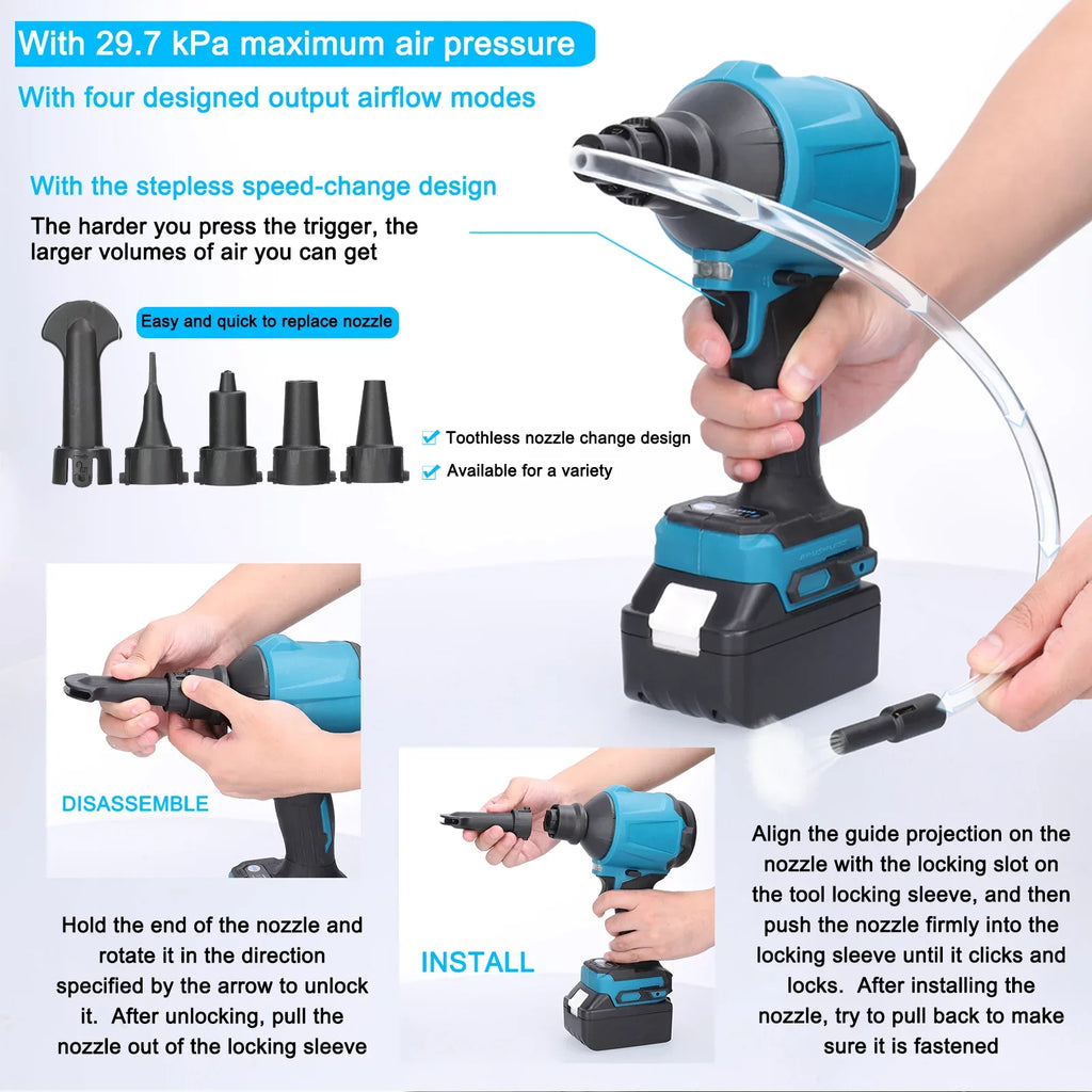 Spirastell Air Dust Machine,Fan Compatible Makita dsfen Inflator Cleanner Fan Air Inflator Cleanner Compatible Makita Battery PAPAPI HUIOP