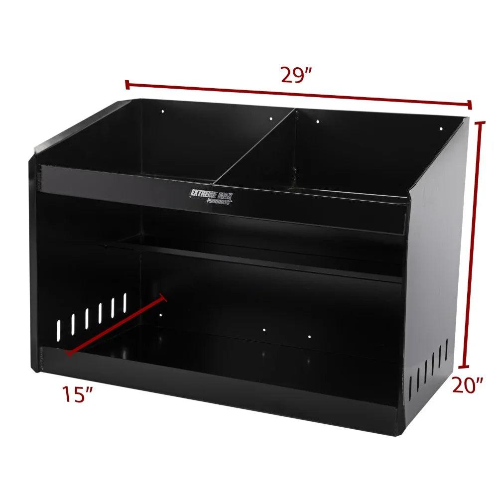 Extreme Max 5001.6331 Deluxe Dual Aluminum Helmet Bay Shelf Holder Storage Cabinet Organizer for Enclosed Race Trailer, Shop, Garage, Storage - Dark
