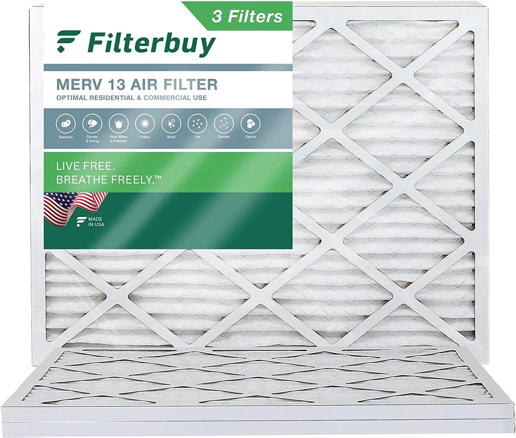 Filterbuy 24x30x1 MERV 13 Pleated HVAC AC Furnace Air Filters (3-Pack)