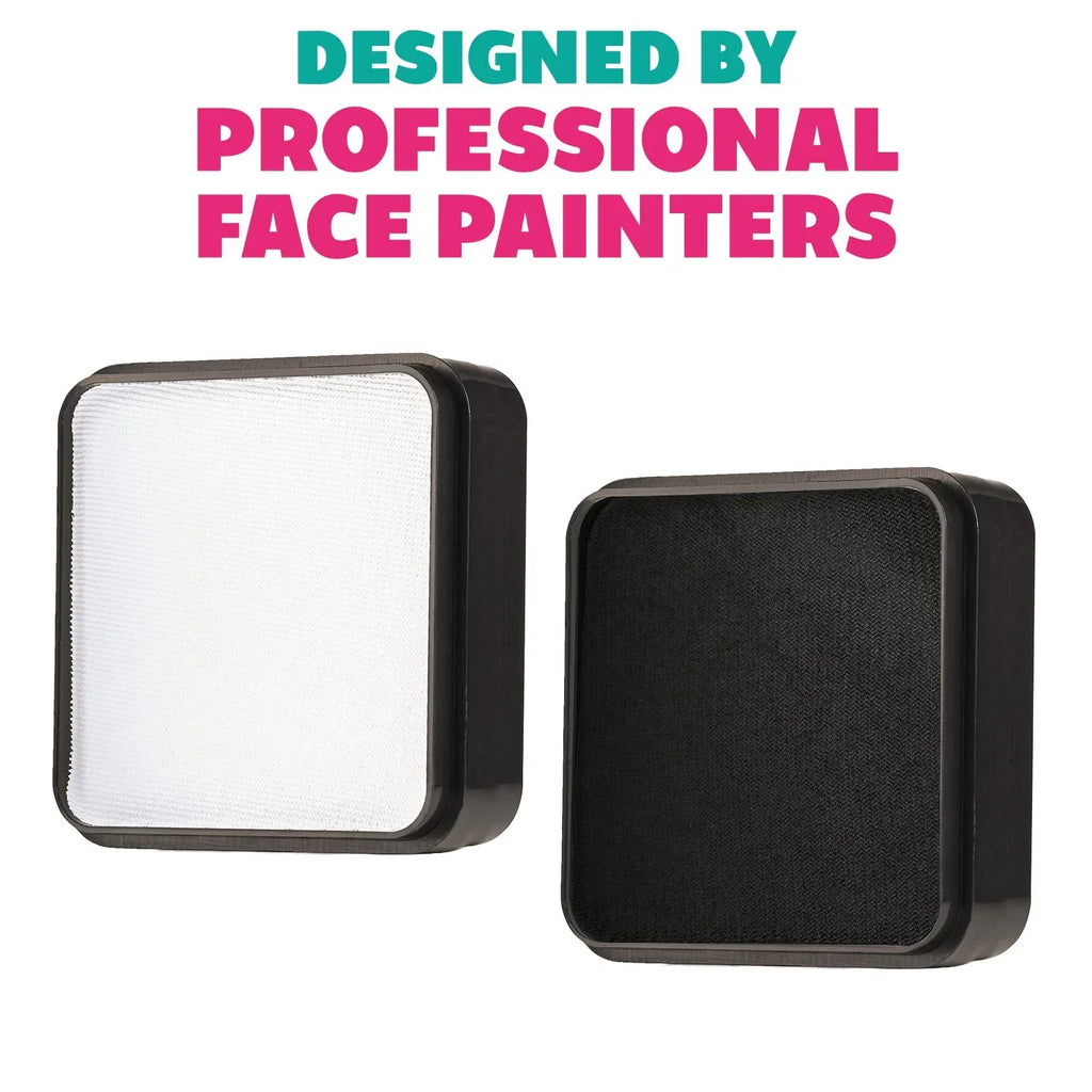 Ebony And White Face Paint Set, Safe Non Toxic Professional Face & Body Painting Kit For Kids Party, Adults, Cosplay, Water Activated Paints Special Effects Makeup