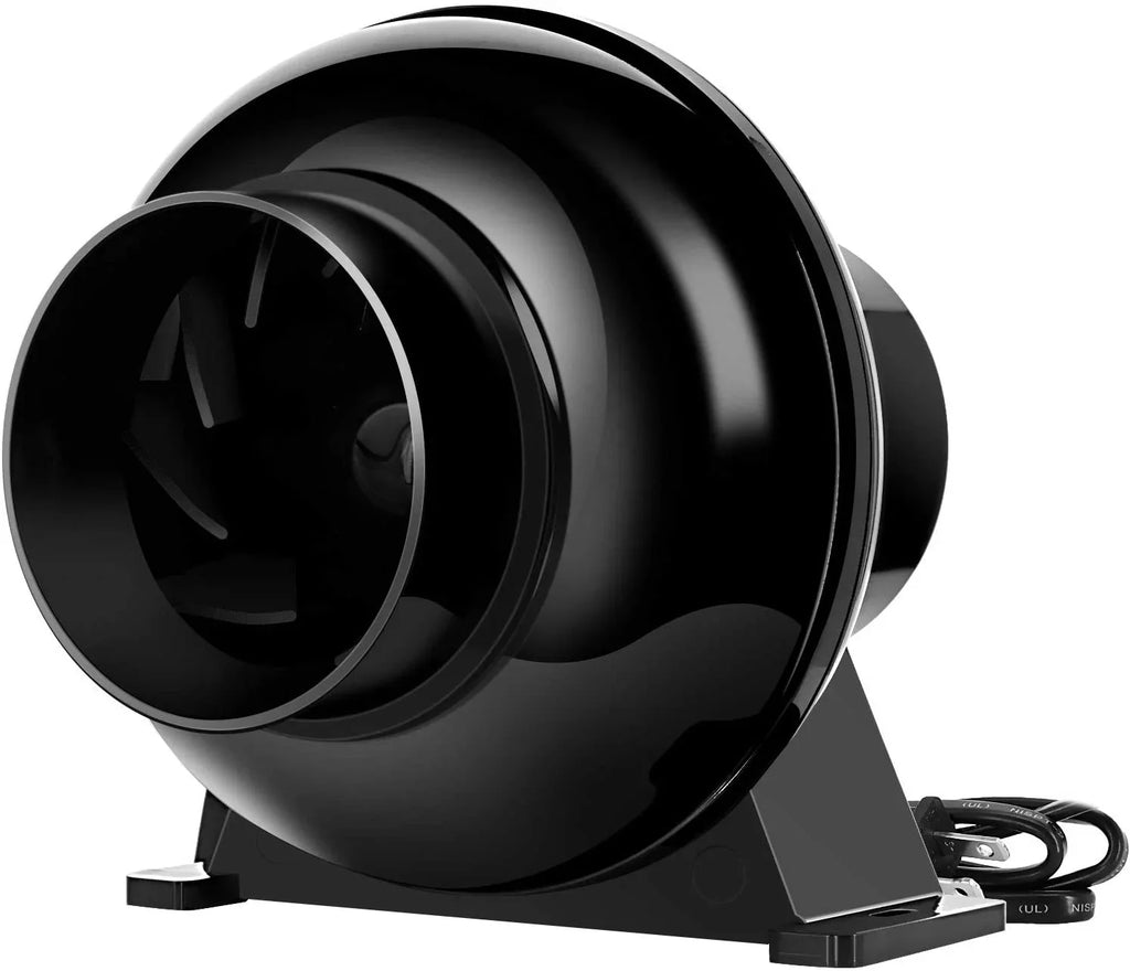 iPower 4 inch 195 CFM Inline Duct Ventilation Fan Air Circulation Vent Blower for Grow Tent, 4" Lite, Ebony 1-Pack