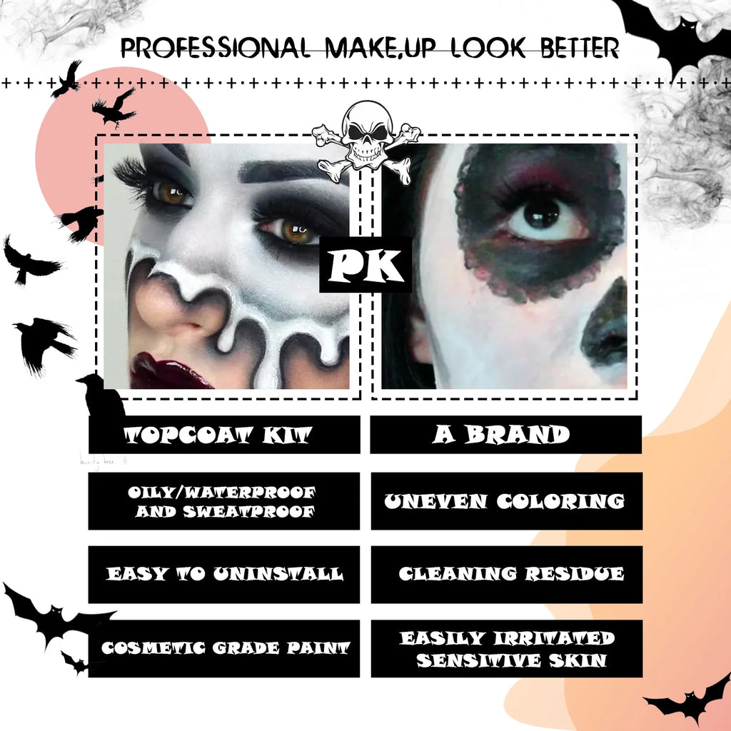 Halloween Dark and white Body Paint Body Paint Vampire skull face zombie makeup paint