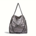 moocr Handbags Soft Leather Fashion Designer Top-Handle Casual Pocket Ladies Tote Portable Chain Large Shoulder Crossbody Shoulder Bags Dark Birthday Present