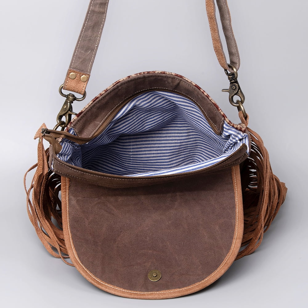 KB OHLAY KB483 Cross Body Upcycled Canvas Hair-On Genuine Leather Individuals bag western handbag purse