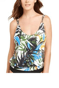 Calvin Klein OLIVE MULTI TROPIC RAINFOREST Blouson Tankini Swim top, US 2X-Large