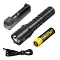 Combo: Nitecore P20 V2 Tactical LED Flashlight - CREE XP-L2 V6 - 1100 People w/NL183 Battery, UI1 Charger +Free Eco-Sensa USB Cord