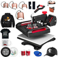 Red Heat Press Machine 8 in 1, 12 x 15 Inches Sublimation Transfer Printer, Digital Precise LCD Control Printing, 360 Swing Away Vinyl Transfer Printer for T-Shirts, Canvas Bag, Pillow, Banner