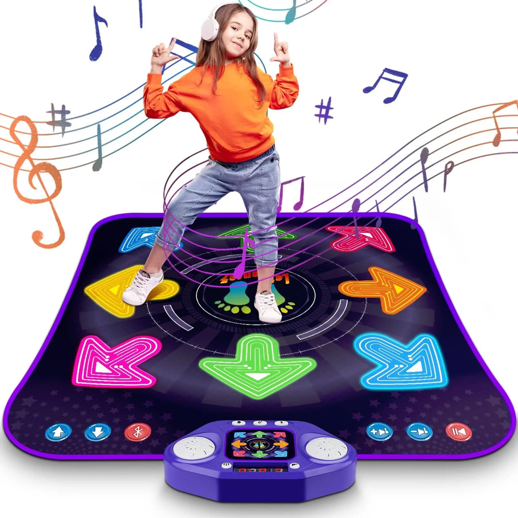 PAFOLO Dance Mat Toys for 3-12 Year Old Kids, Dance Pad with Light Up 8-Buttons & Wireless Bluetooth, Music Dance Toy with 5 Game Modes, Easter Xmas Gifts for 3 4 5 6 7 8 9 10+ Year Old Girls Boy