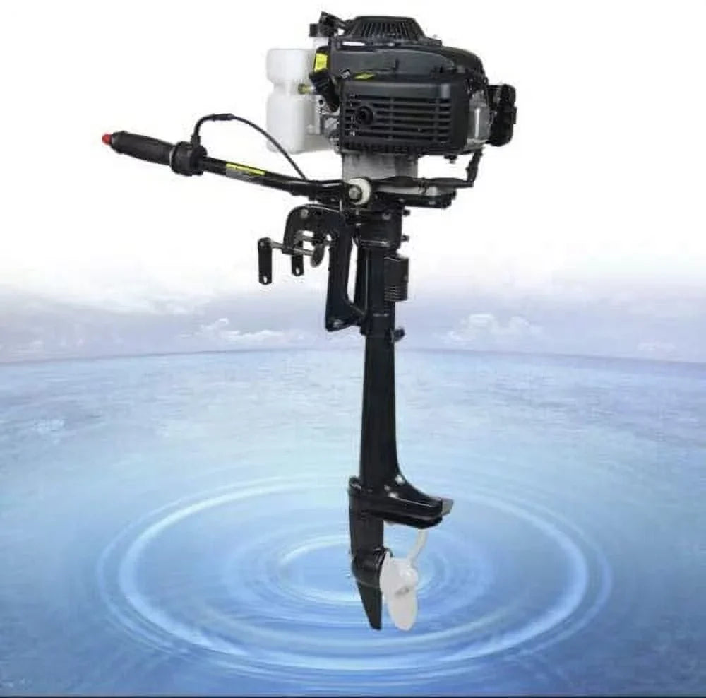 Miumaeov Outboard Trolling Motor 3.6HP 2 Stroke Inflatable Shaft Fishing Boat Engine Propeller CDI Control Air Cooling System Heavy Duty Tiller Shaft