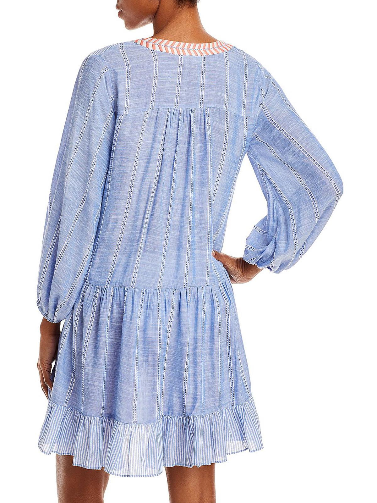 Shoshanna Individuals Mini Dress Swim Cover-Up (S, Chambray/White)