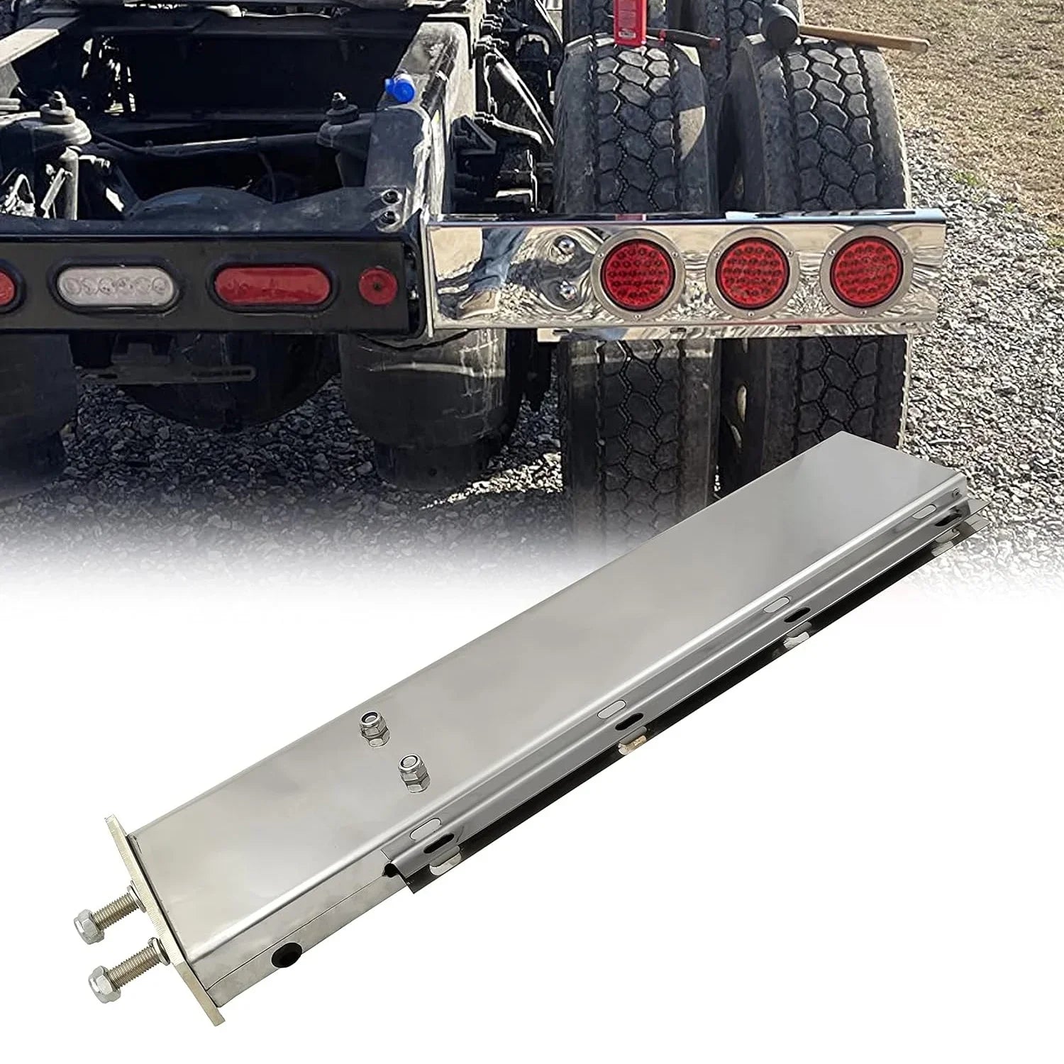 POWERWORKS Stainless Steel Straight Spring Loaded Mud Flap Hanger Bracket Mudflap Holder Set 2.5" Bolt Spacing 30" Length fit for Semi Trucks