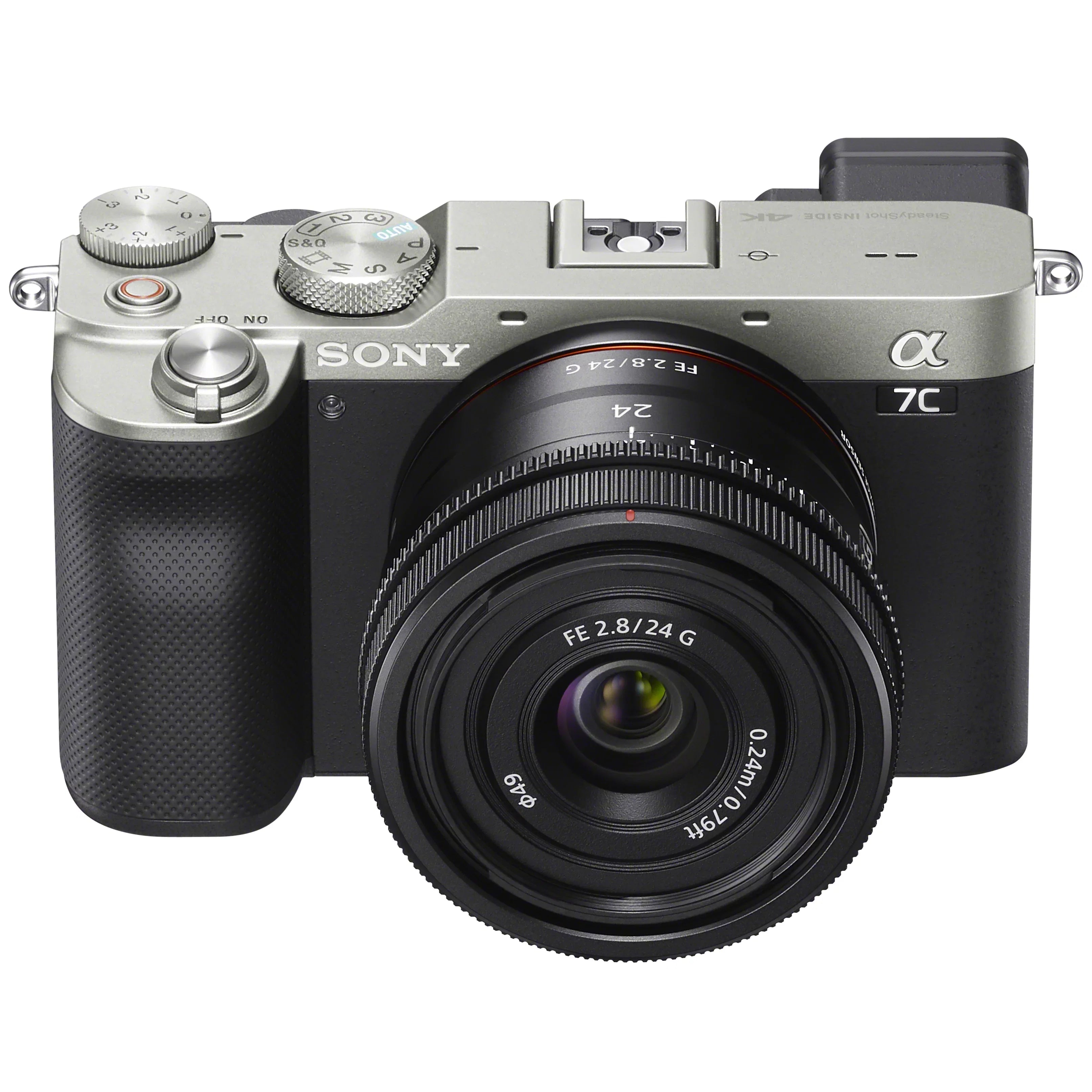 Sony a7C Mirrorless Full Frame Camera Body with Sony FE 24mm F2.8 G Compact Lens SEL24F28G Silver ILCE7C/S Bundle with Deco Gear Photography Backpack Case + Microphone + LED + Monopod and Accessories