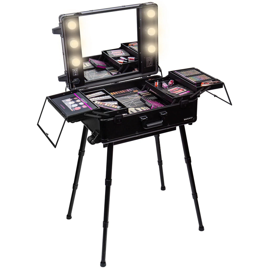 SHANY Studio ToGo Wheeled Trolley Makeup Case & Organizer with Light - Ebony