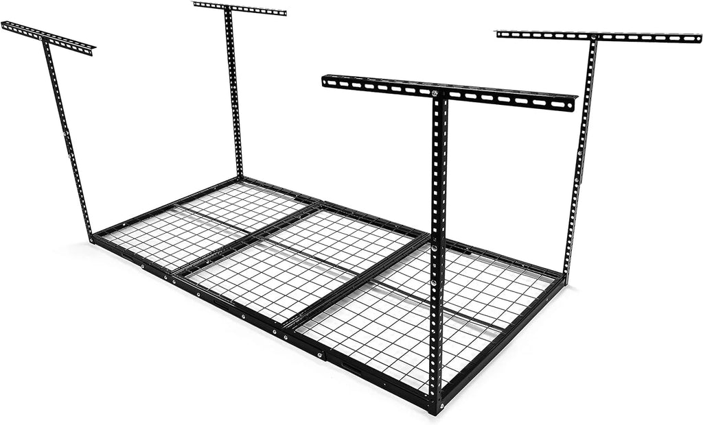 3X6 Overhead Garage Storage Rack Adjustable Ceiling Garage Organization Shelf Ceiling Mounted Storage Racks Steel Ebony
