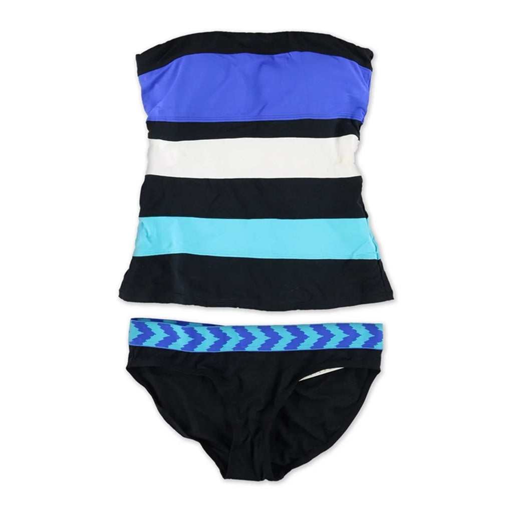 Anne Cole Gentlemen Colorblock Stretch 2 Piece Bandeau, Blue, Small