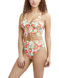 BCBGeneration Gentlemen Printed Lace-Up V-Neck Midkini Swim Top Separate