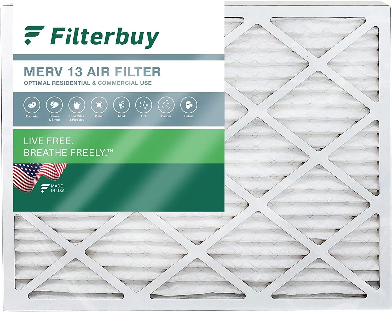 Filterbuy 20x25x2 MERV 13 Pleated HVAC AC Furnace Air Filters (1-Pack)