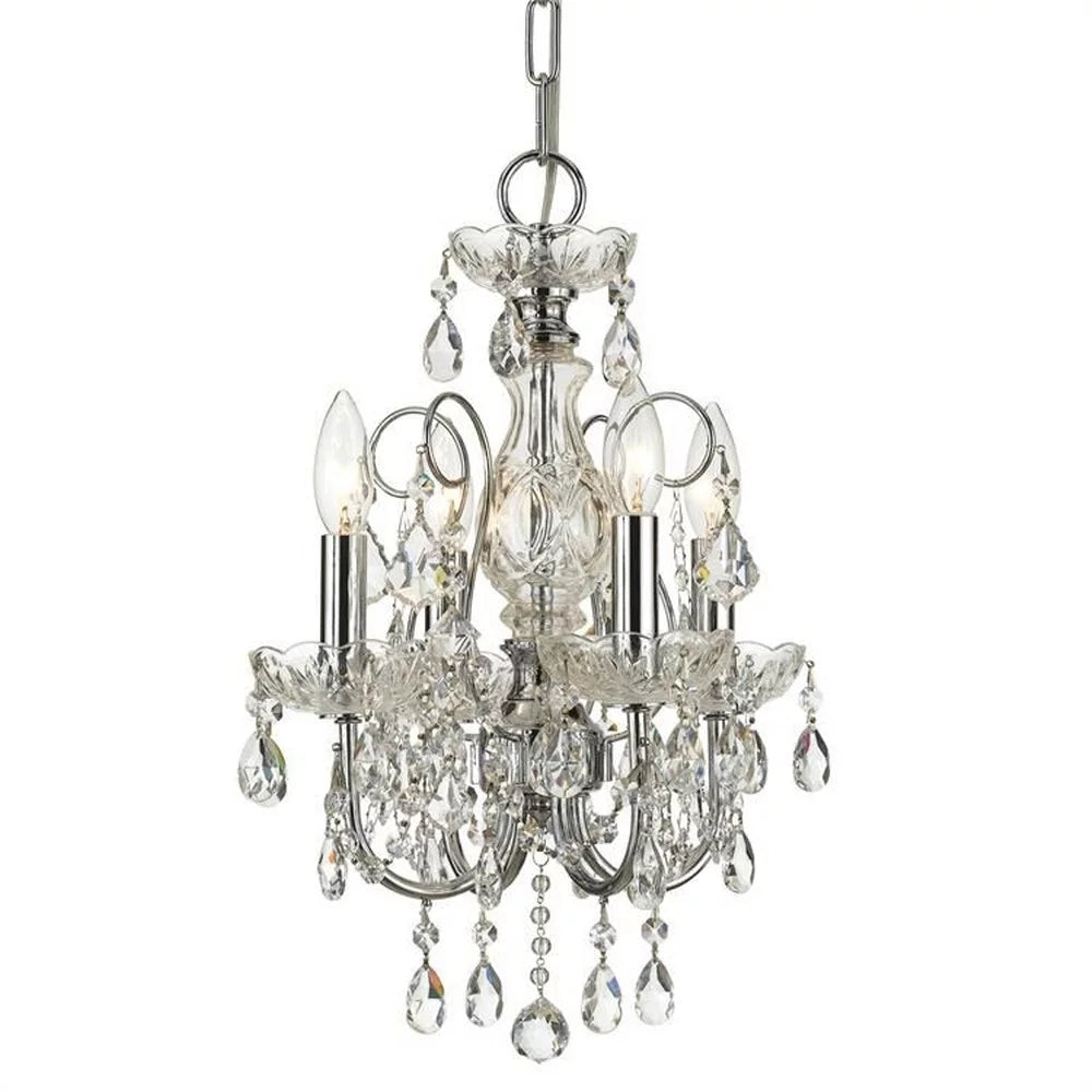 4 Light Mini Chandelier-Swarovski Spectra Crystal Type-Polished Chrome Finish -Traditional Installation Crystorama Lighting 3224-Ch-Cl-Saq