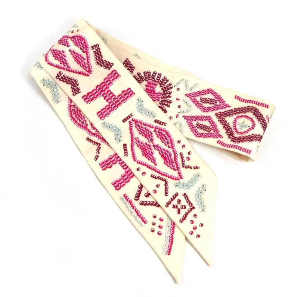 Pre-Owned HERMES Scarf Muffler Twilly Silk Light Beige/Multicolor Gentlemen (Good)