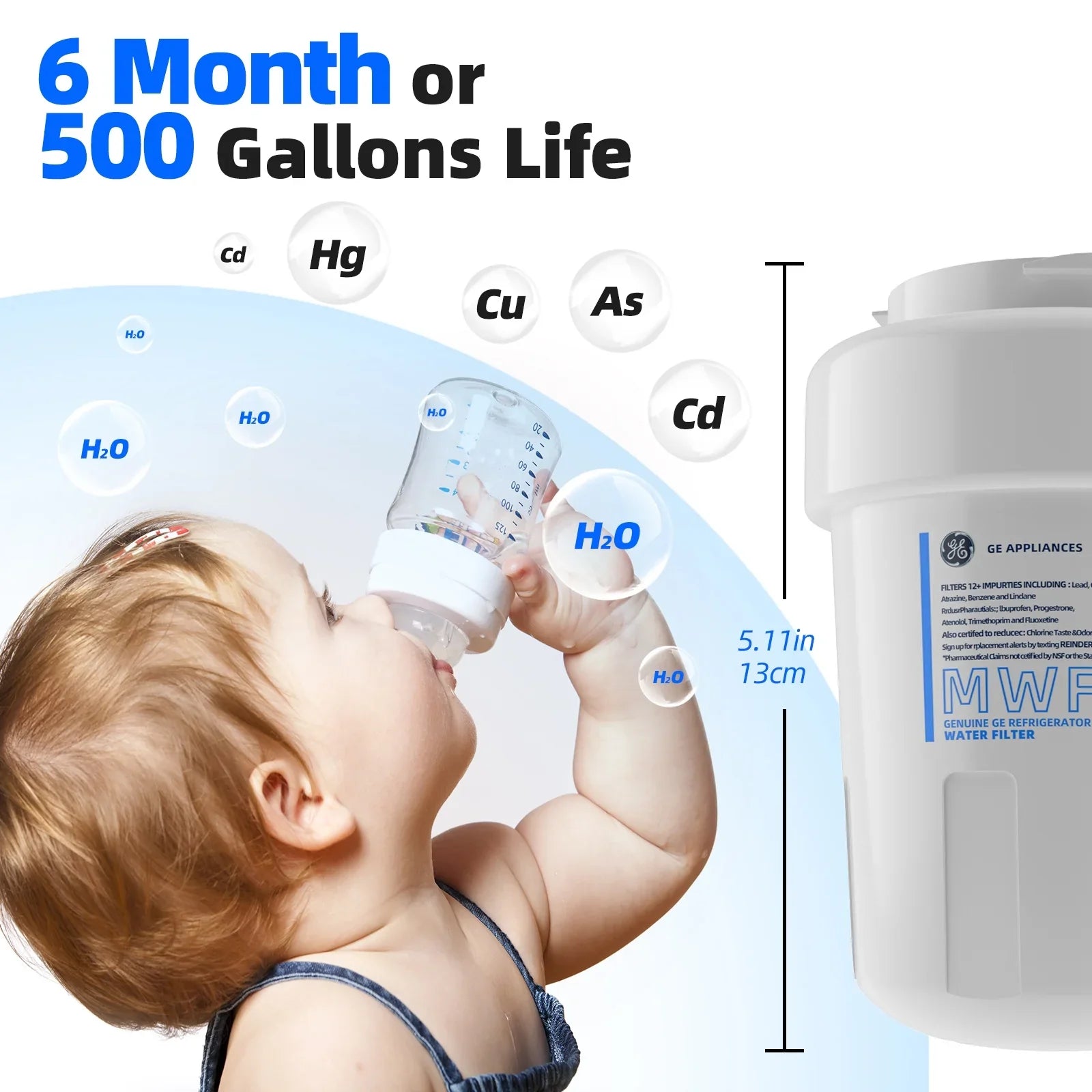 6 Pack MWF Refrigerator Water Filter Gentlemen , Compatible with SmartWater MWF, MWFINT, MWFP, MWFA,GWF, GWFA Fridge Water Filter