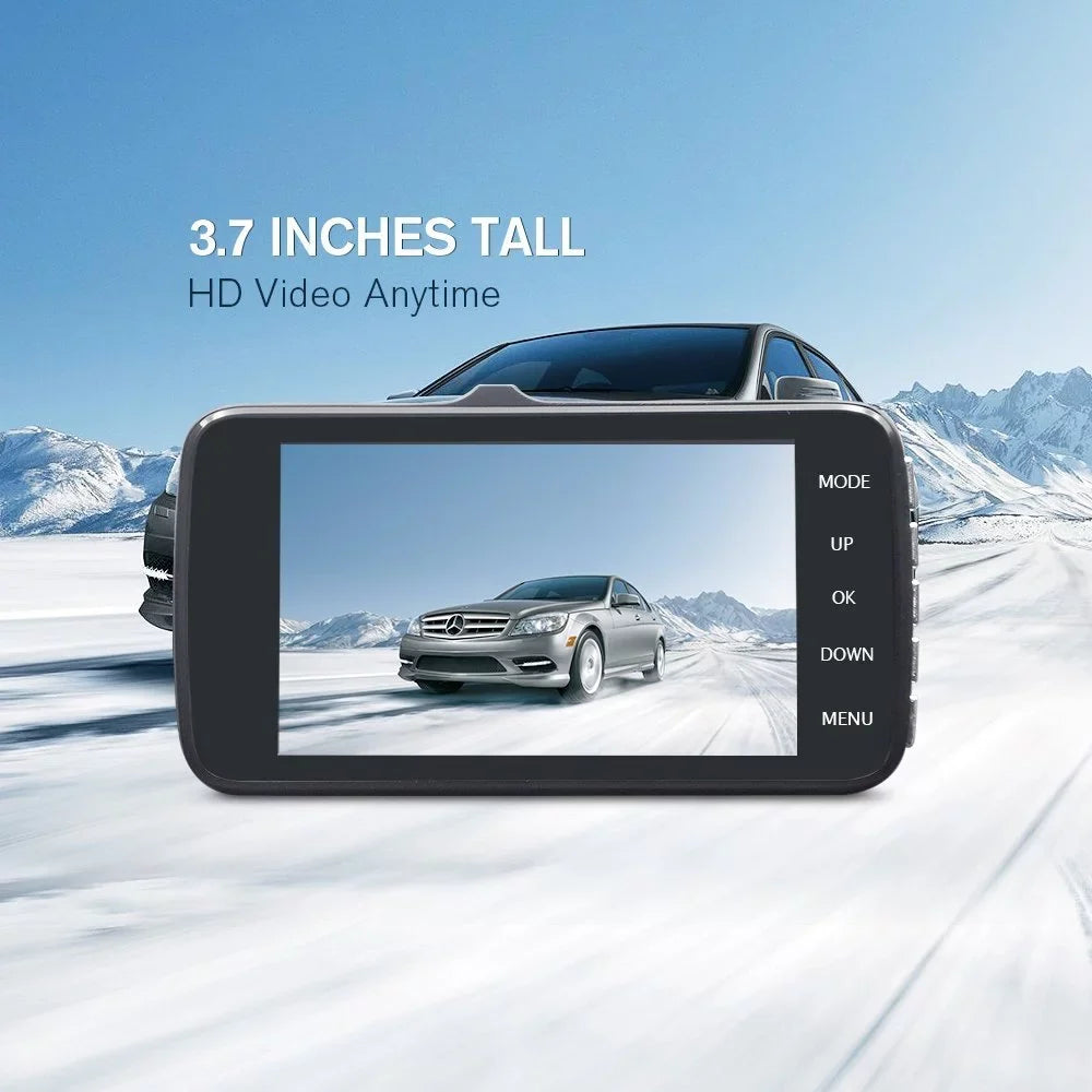 axGear Dash Cam Driving Recorder DVR Dual Camera 4 Inch LCD Vehicle Ebony Box Monitor