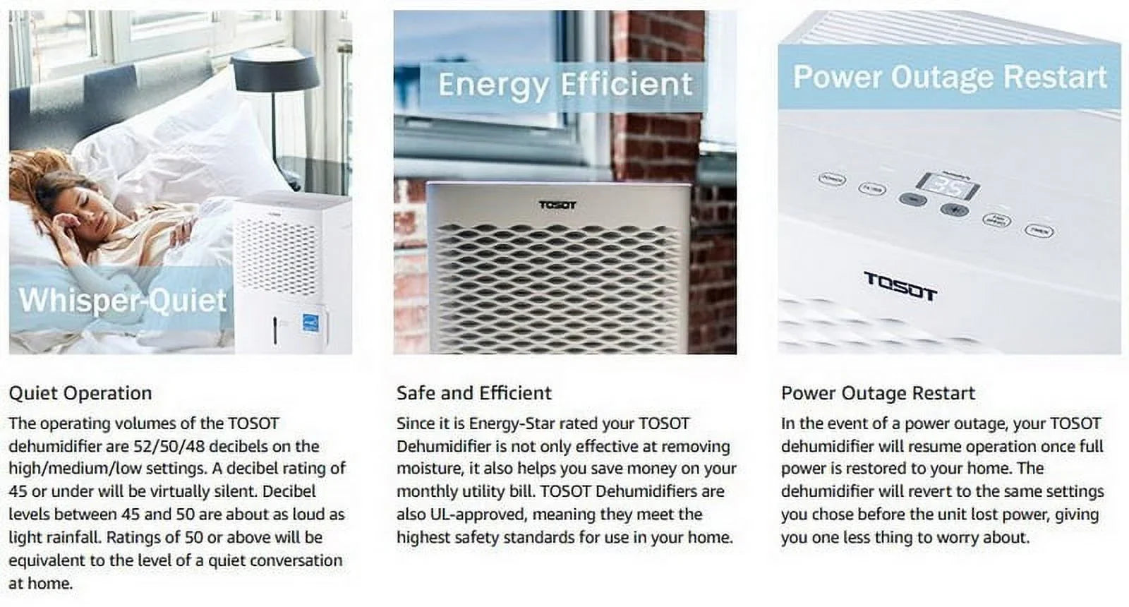 TOSOT 50 Pint 4500 Sq Ft Dehumidifier Energy Star Super Quiet (OPEN BOX) DI66