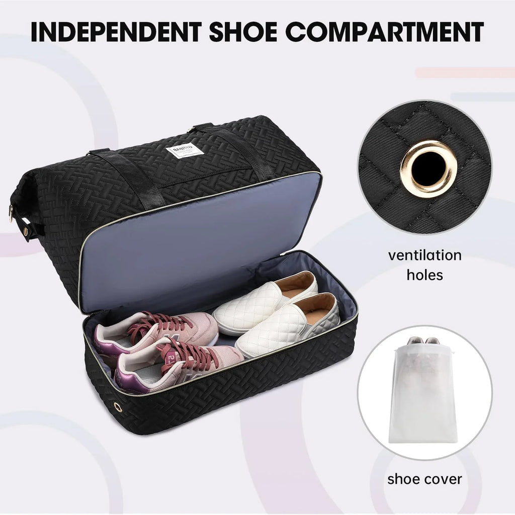 Duffle Bags for People Quilted Travel Edge Bag with Shoe Individuals Large Carry On Overnight Tote Gym Bag with Toiletry Bag,Hospital Bags for Labor and Dark