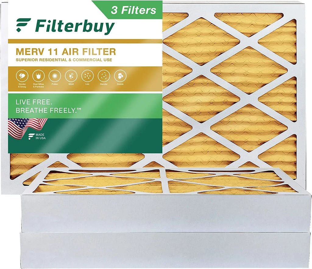 Filterbuy 16x25x4 MERV 11 Pleated HVAC AC Furnace Air Filters (3-Pack)