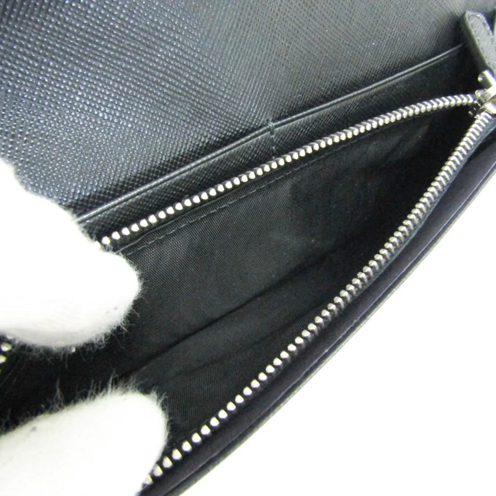 Pre-Owned Prada Saffiano 2M0836 People Leather Long Wallet (bi-fold) Dark (Good)
