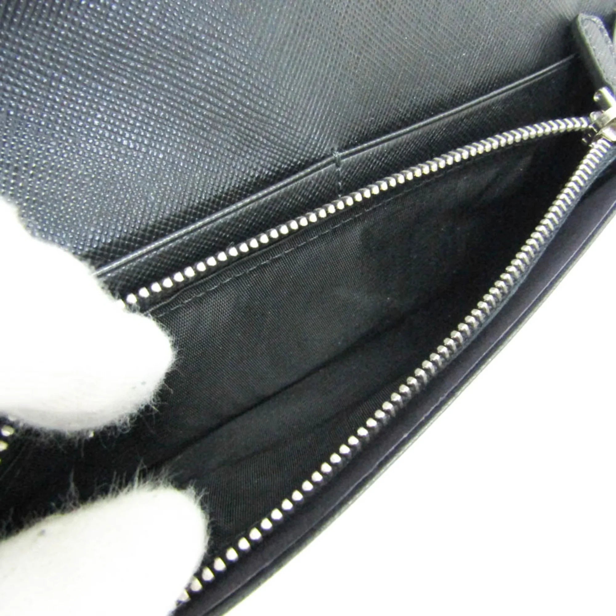 Pre-Owned Prada Saffiano 2M0836 People Leather Long Wallet (bi-fold) Dark (Good)