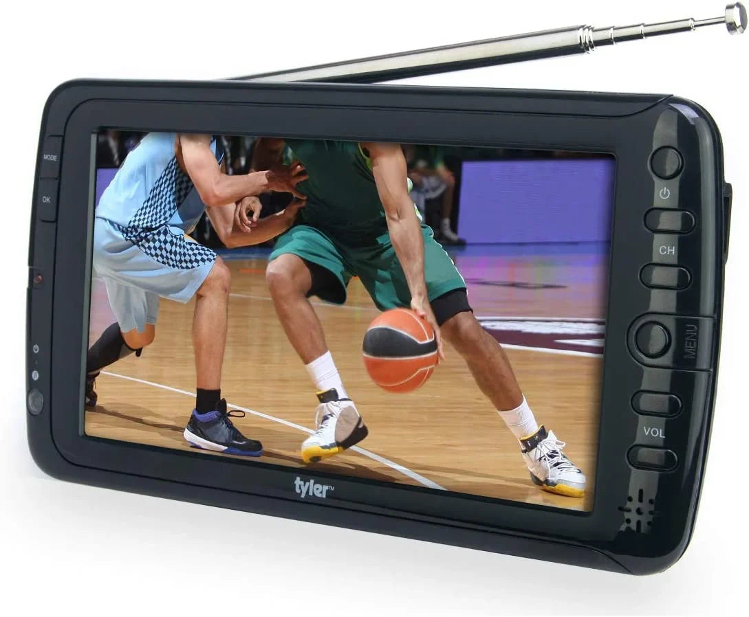 Tyler 7" Portable TV LCD Monitor Rechargeable Battery Powered Wireless Capability HD-TV, USB, HDMI Input, AC/DC, Remote Control Built In Stand Small For Car Kids Travel (Refurbished)