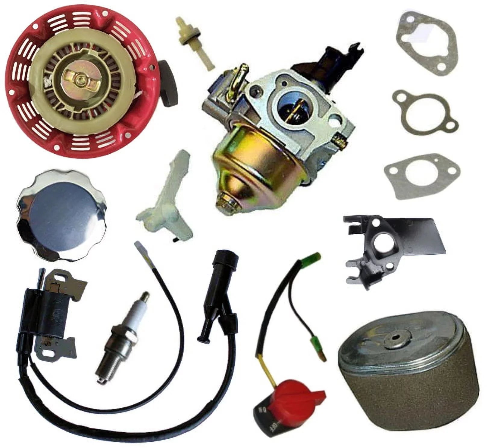 FITS HONDA GX160 GX200 RECOIL CARBURETOR IGNITION COIL SPARK PLUG AIR FILTER GAS CAP